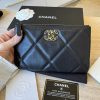 Chanel Quilted Small 19 Zipped Pouch Black Gold Hardware