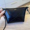 Loewe Puzzle Fold Pouch in Shiny Nappa Calfskin Black