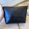 Loewe Puzzle Fold Pouch in Shiny Nappa Calfskin Black