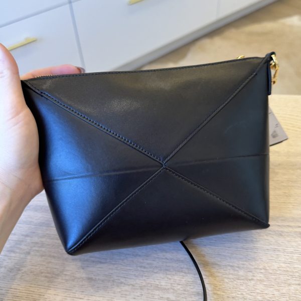 Loewe Puzzle Fold Pouch in Shiny Nappa Calfskin Black