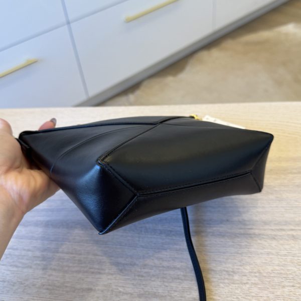 Loewe Puzzle Fold Pouch in Shiny Nappa Calfskin Black