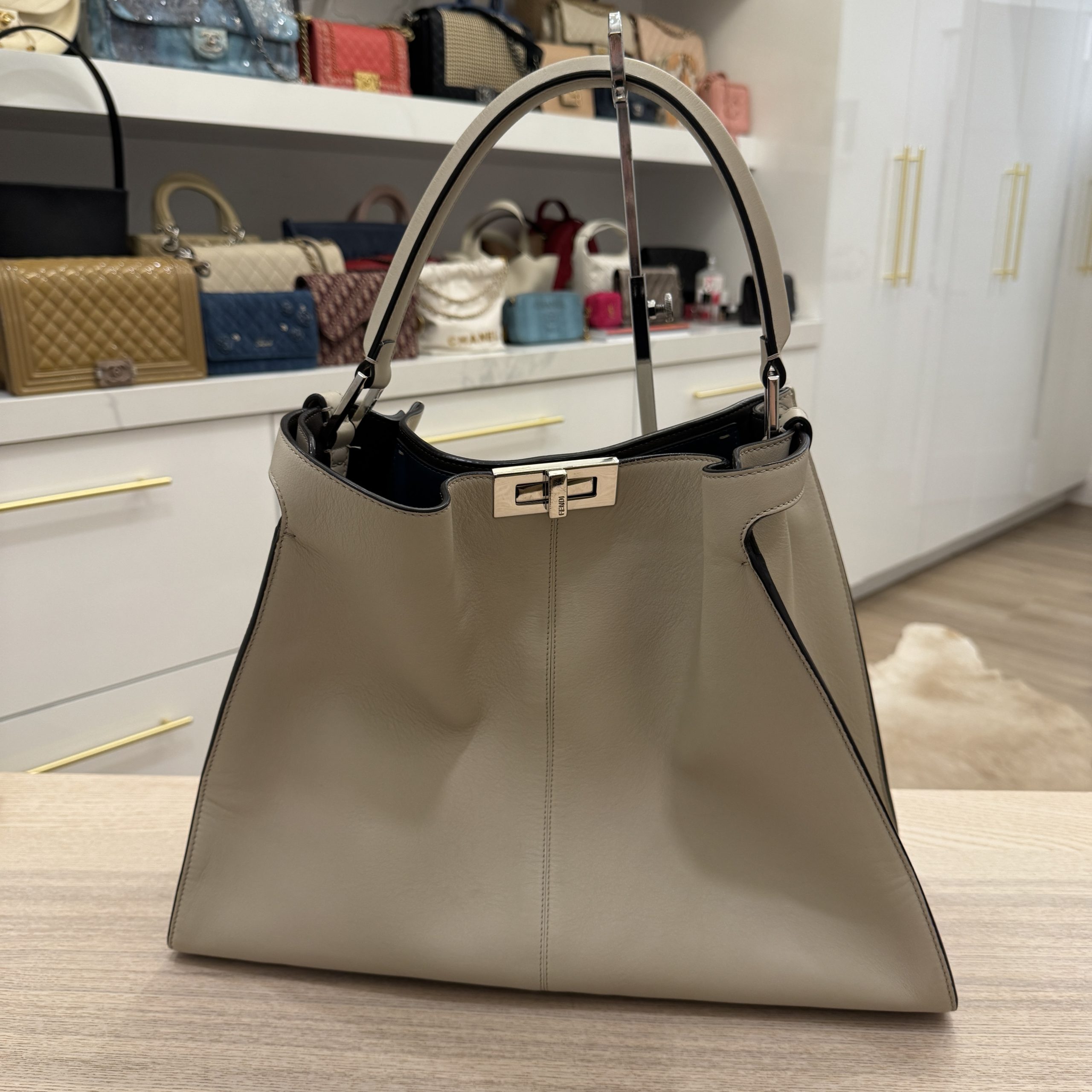 Fendi Leather Peekaboo X-Lite Large Tote Bag
