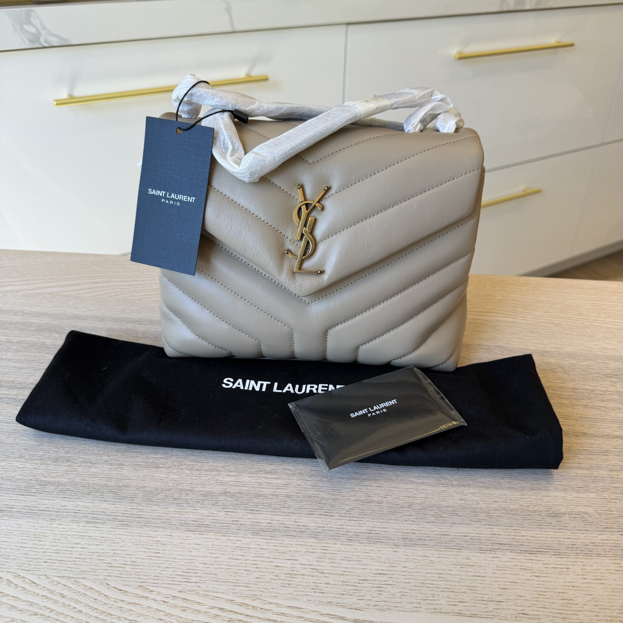 Saint Laurent (YSL) Loulou Small In Quilted Leather Dark Beige Gold Hardware