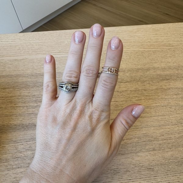 Gucci Interlocking Thin Open Band 6MM Ring Sterling Silver Size 5.75