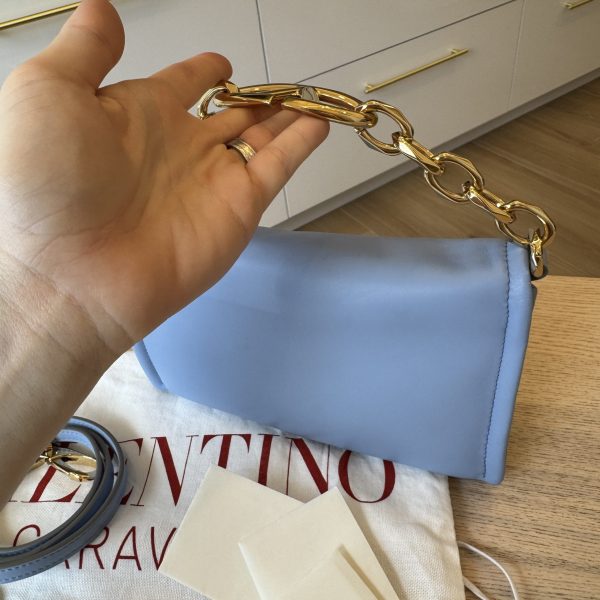 Valentino Garavani VLogo Chain Clutch Bag in Nappa Leather Black