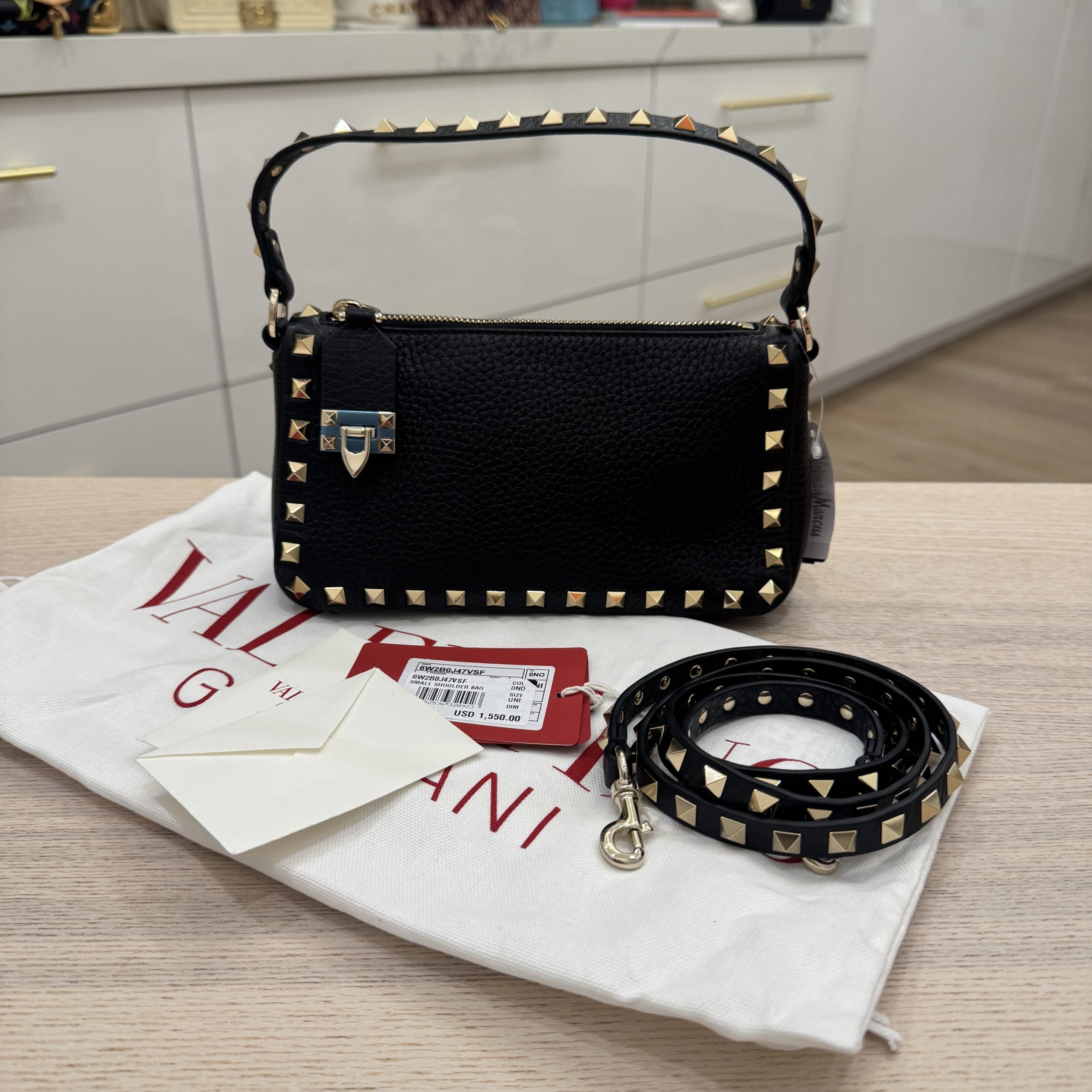 Valentino Garavani Rockstud Zip-Up Small Crossbody Bag Black