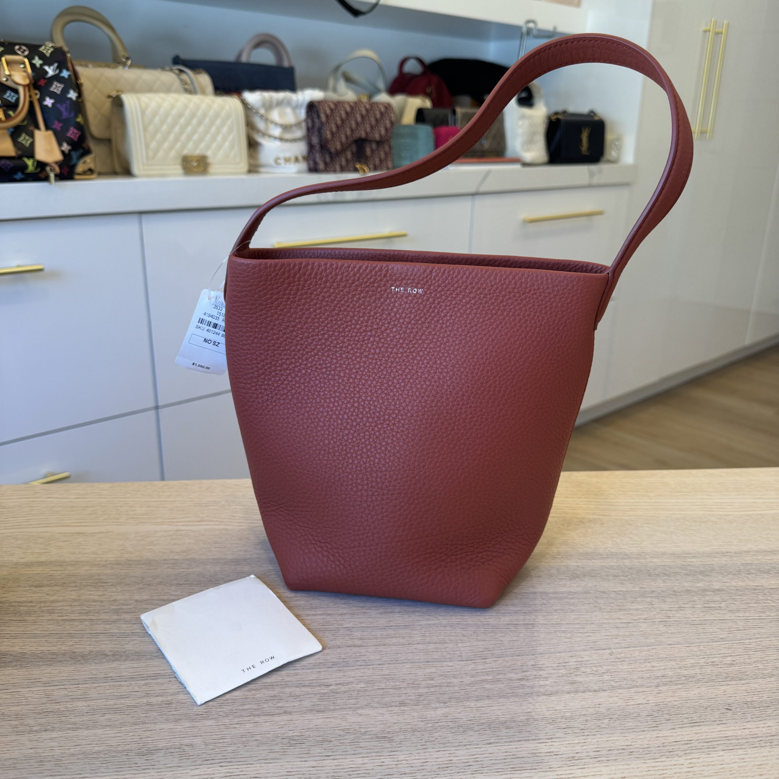 The Row Small N/S Park Tote Bag in Leather Rust