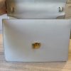 Gucci Calfskin Web Medium Sylvie Top Handle Bag White