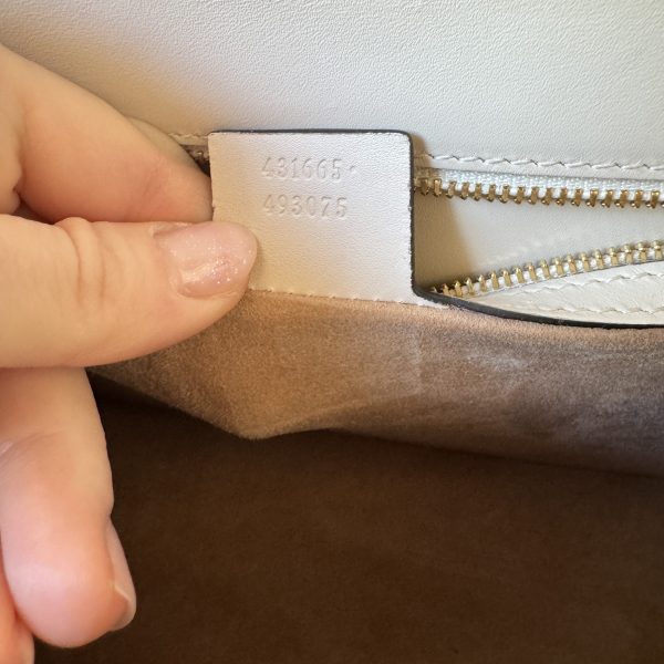 Gucci Calfskin Web Medium Sylvie Top Handle Bag White