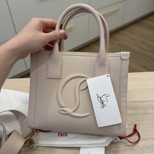 Christian Louboutin By My Side Mini Tote in Leather with CL Logo Leche