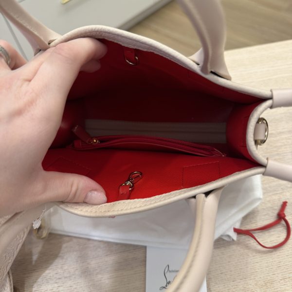 Christian Louboutin By My Side Mini Tote in Leather with CL Logo Leche