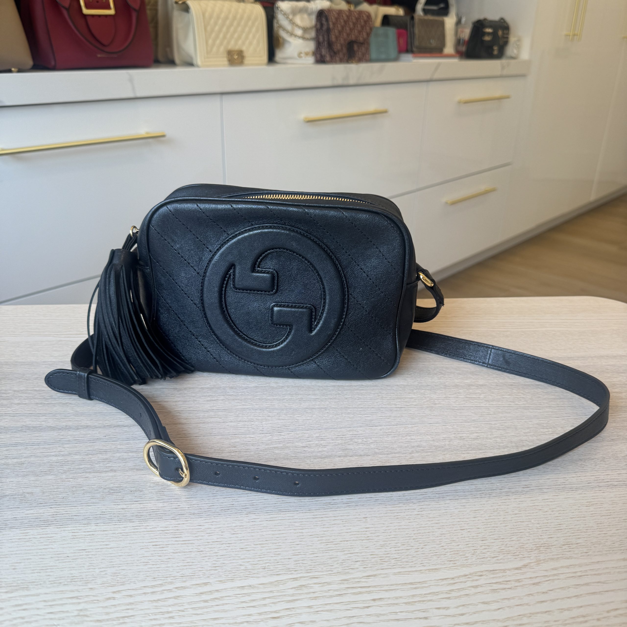 Gucci Calfskin Small Blondie Shoulder Bag Black