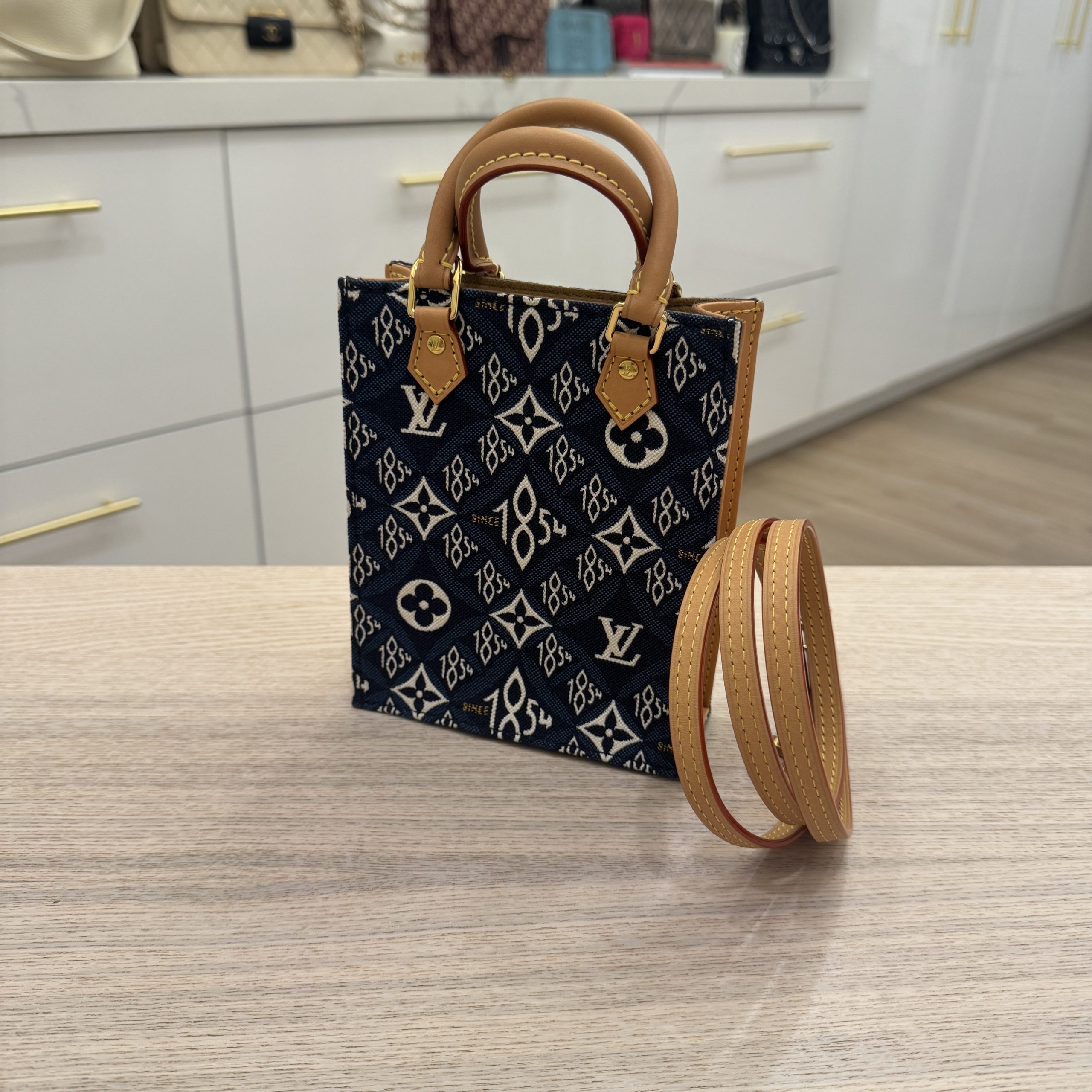 Louis Vuitton Petit Sac Plat Bag Limited Edition Since 1854 Monogram Jacquard Blue