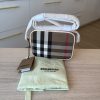 Burberry Calfskin House Check Small Camera Bag Pale Cameo