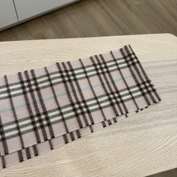 Burberry Pink Checkered Cashmere Fringed Stole