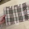 Burberry Pink Checkered Cashmere Fringed Stole