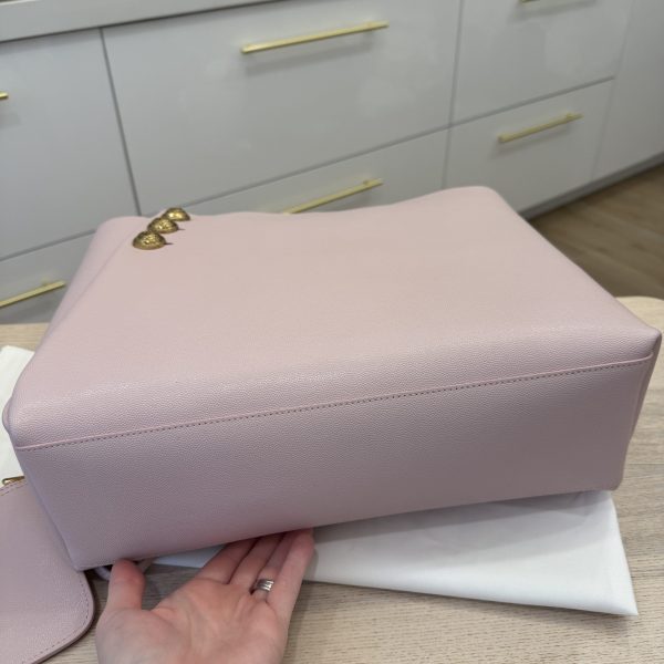 Balmain Embleme Shopper Tote Bag in Smooth Leather Rose Claire