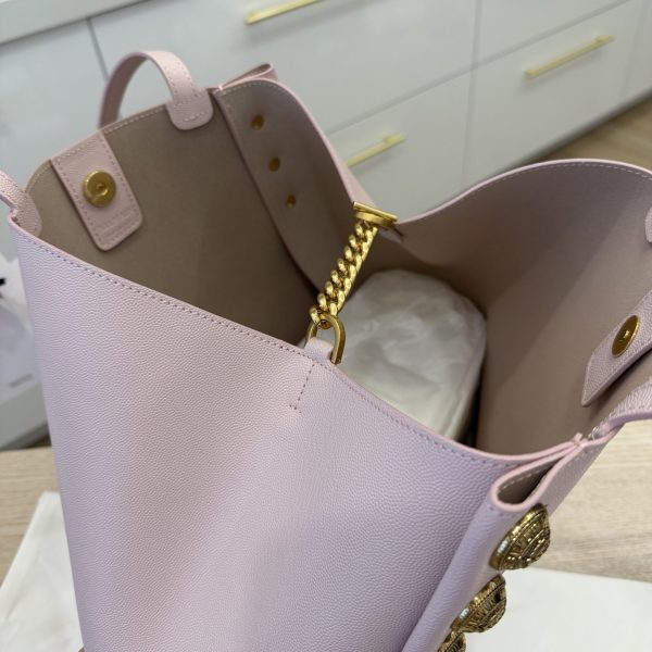 Balmain Embleme Shopper Tote Bag in Smooth Leather Rose Claire