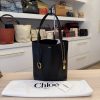 Chloe Spin Medium Tote in Shiny Grained Black