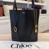 Chloe Spin Medium Tote in Shiny Grained Black
