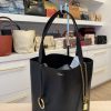 Chloe Spin Medium Tote in Shiny Grained Black