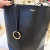 Chloe Spin Medium Tote in Shiny Grained Black