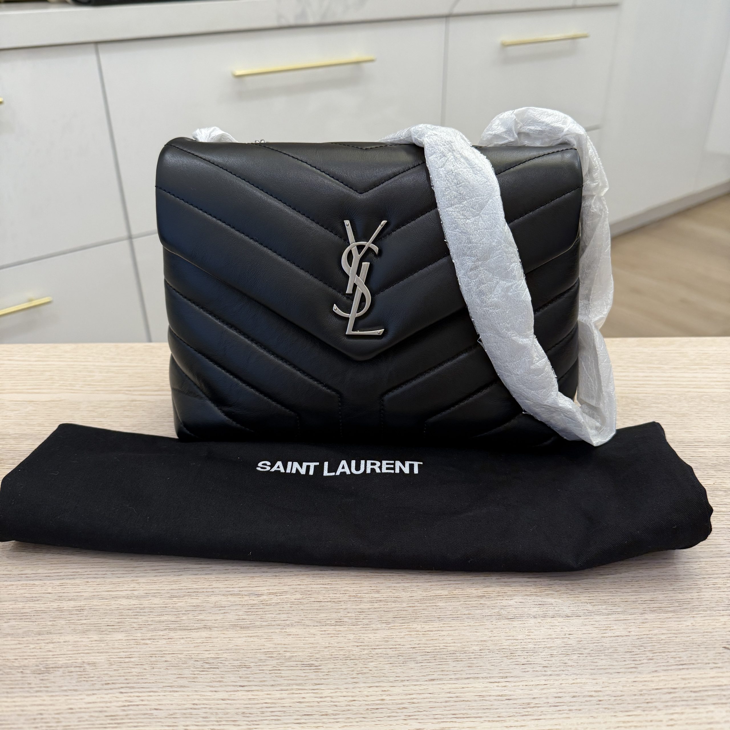 Saint Laurent (YSL) Loulou Small In Quilted Leather Black and Silver Hardware