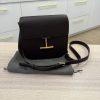 Tom Ford Tara Mini Crossbody in Grained Leather with Leather Strap Espresso