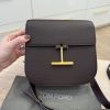 Tom Ford Tara Mini Crossbody in Grained Leather with Leather Strap Espresso