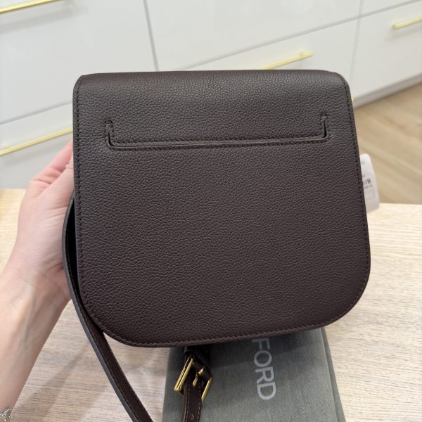 Tom Ford Tara Mini Crossbody in Grained Leather with Leather Strap Espresso