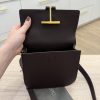 Tom Ford Tara Mini Crossbody in Grained Leather with Leather Strap Espresso