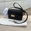 Salvatore Ferragamo Calfskin Gancio Small Archive Camera Case Black