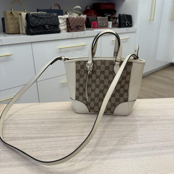 Gucci Monogram Small Bree Tote Beige White