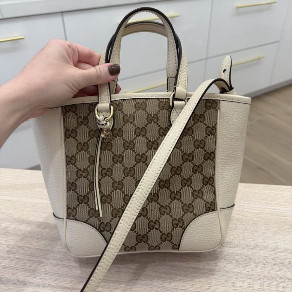 Gucci Monogram Small Bree Tote Beige White