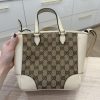 Gucci Monogram Small Bree Tote Beige White