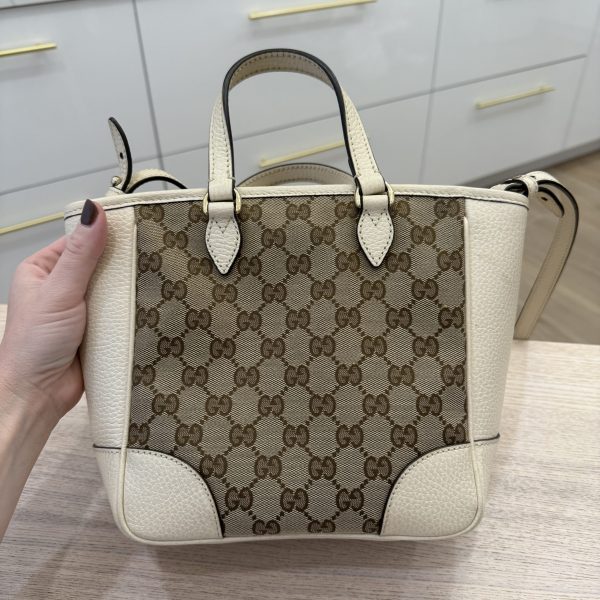 Gucci Monogram Small Bree Tote Beige White