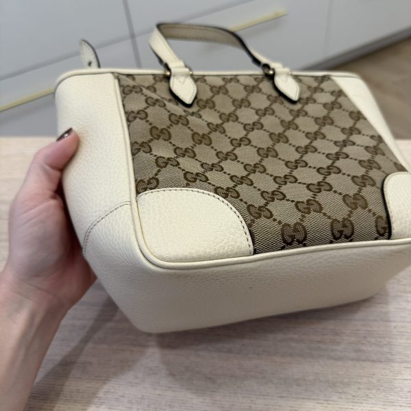 Gucci Monogram Small Bree Tote Beige White