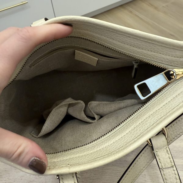 Gucci Monogram Small Bree Tote Beige White