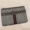 Gucci GG Supreme Monogram Large Ophidia Pouch Clutch Brown