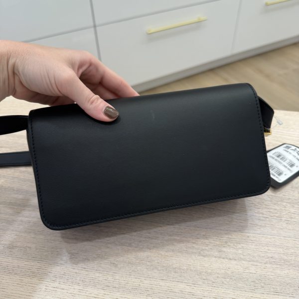 MCM Lauretos Flap Leather Shoulder Bag Black