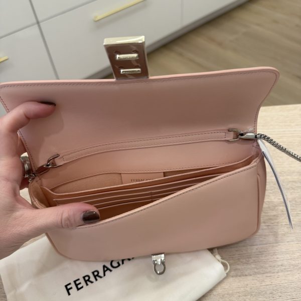 Salvatore Ferragamo Small Gancini-detail Crossbody Bag Nylind Pink