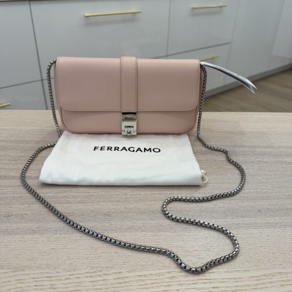 Salvatore Ferragamo Small Gancini-detail Crossbody Bag Nylind Pink