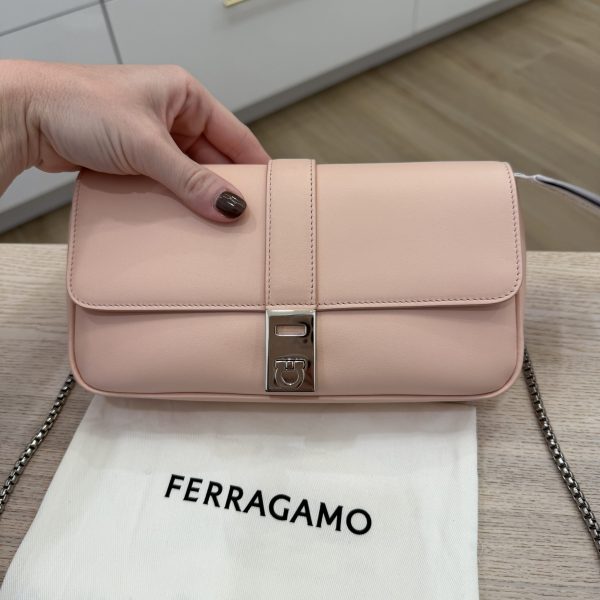 Salvatore Ferragamo Small Gancini-detail Crossbody Bag Nylind Pink