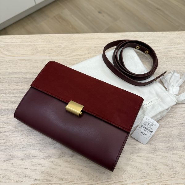 The Row Laurie Clutch in Lux Calfskin and Nubuck Red