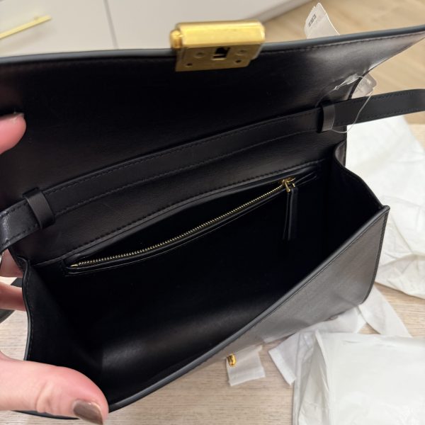 The Row Laurie Clutch in Lux Calfskin and Nubuck Black