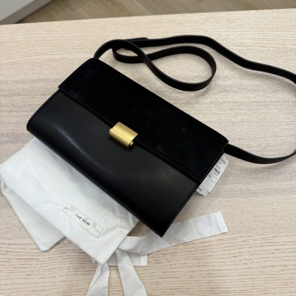 The Row Laurie Clutch in Lux Calfskin and Nubuck Black