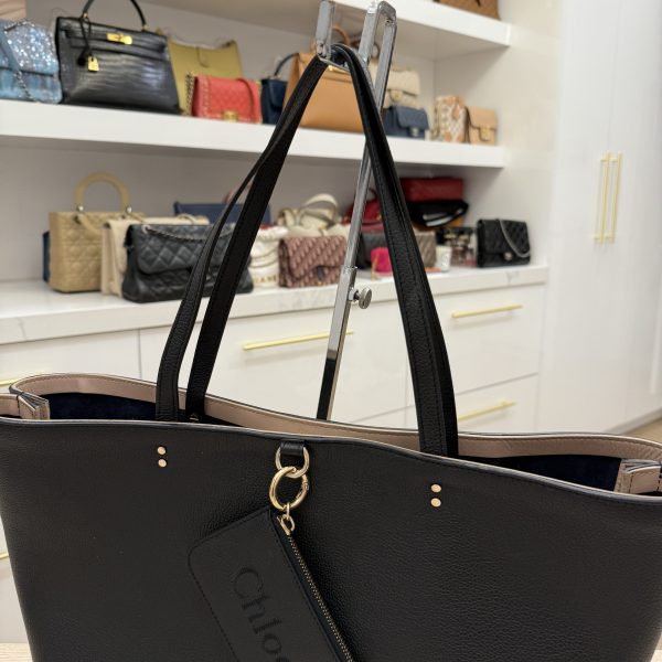 Chloe Sense Large Tote Bag in Grained Leather Black