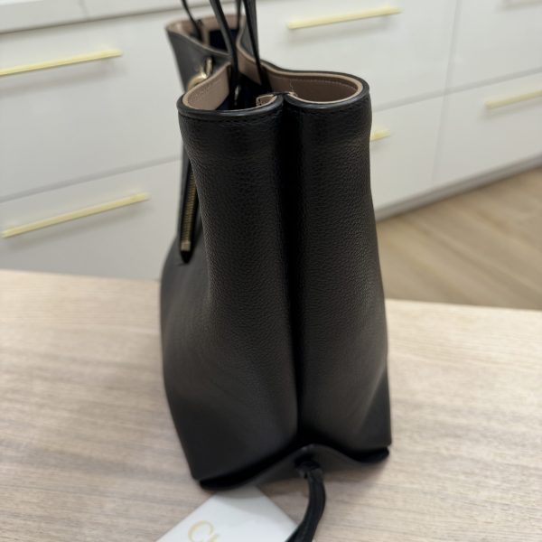 Chloe Sense Large Tote Bag in Grained Leather Black