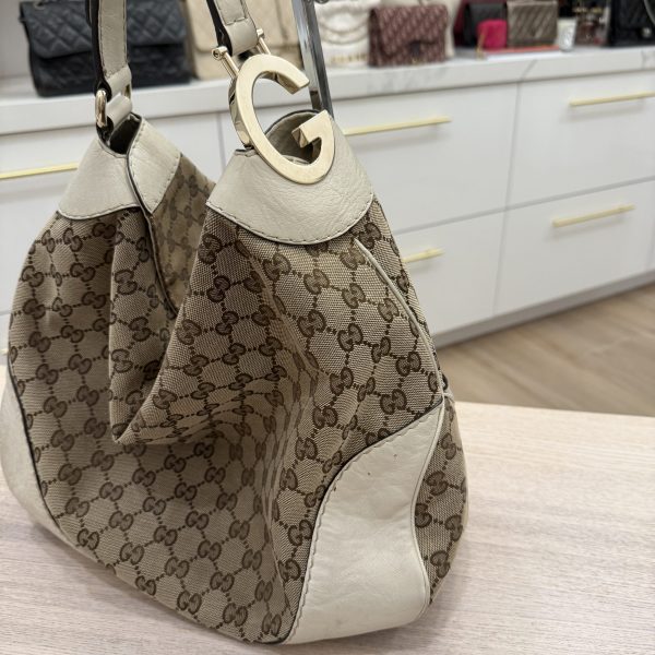Gucci Monogram Medium Charlotte Hobo Off White