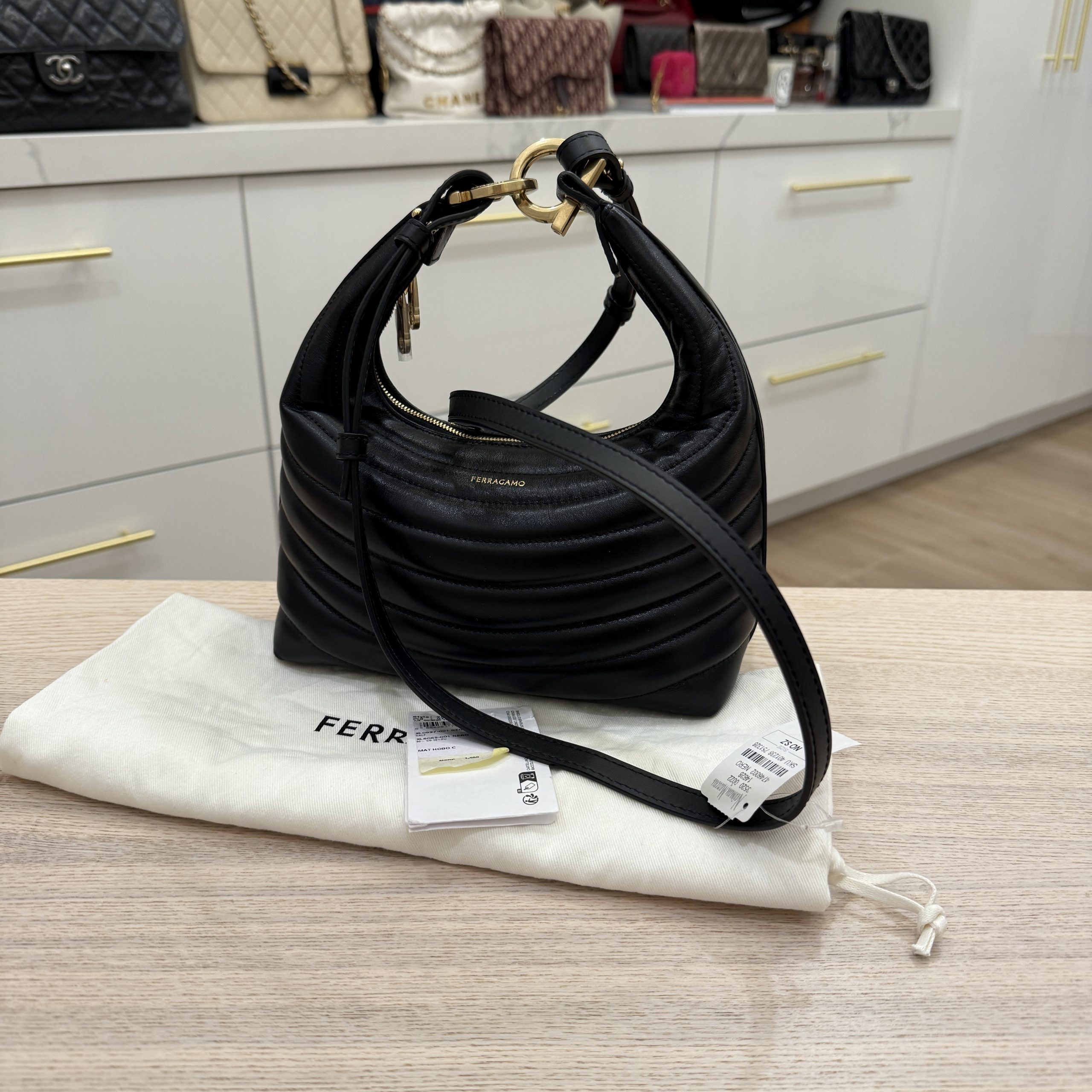 Salvatore Ferragamo Rainbow Quilted Leather Hobo Crossbody Bag